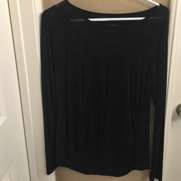 Black top with sheer "window"