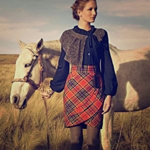 Plaid Anthropologie Scallop Pencil Skirt