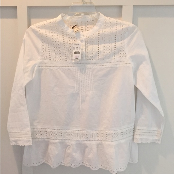 J Crew white lace peasant blouse, boho top