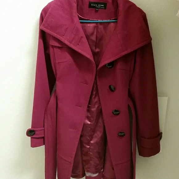 Magenta Pea Coat from Wilsons Leather - Picture 3 of 4
