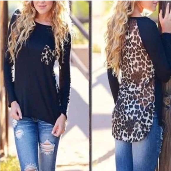 Leopard print tee with pocket