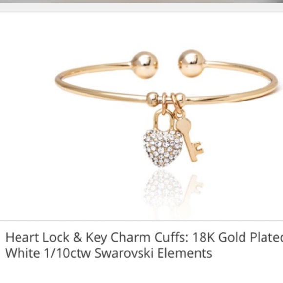 Heart lock & key charm cuffs