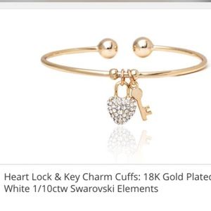Heart lock & key charm cuffs
