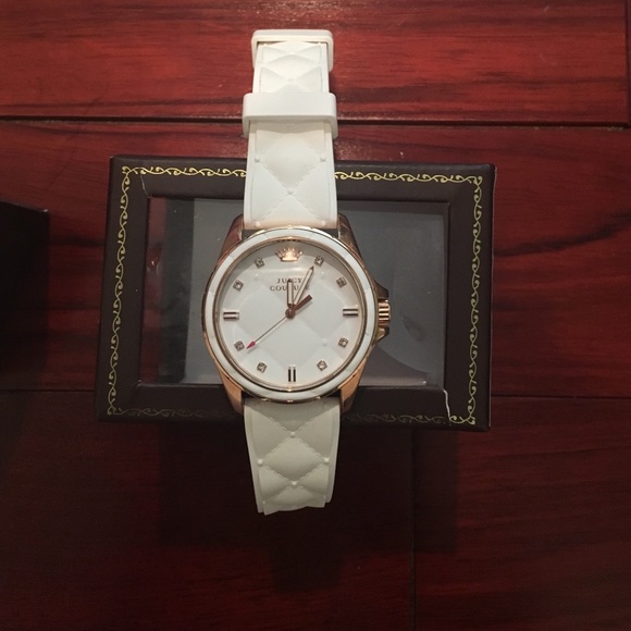 SALE Juicy couture watch in rose gold/white band.