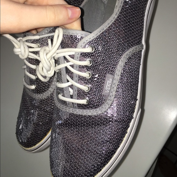 FLASH SALE VANS tennis shoes with silver sequins!