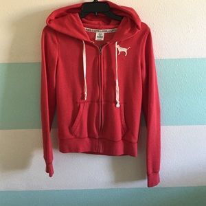 Red PINK Victoria secret zip up hoodie