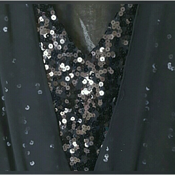 🎉SALE🎉 Sheer Black and Sequined Peplum Blouse - Picture 2 of 3