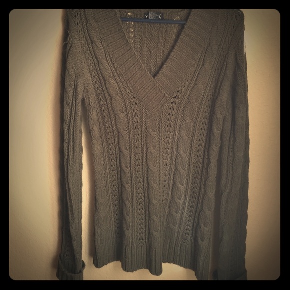 Forest green cable sweater