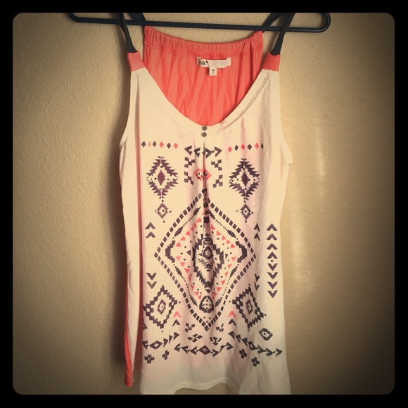 Coral & white tank