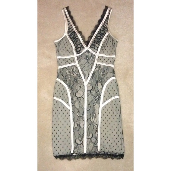 🚫SOLD🚫 Ivory Satin Trim Corset Lace Mesh Dress - Picture 2 of 2