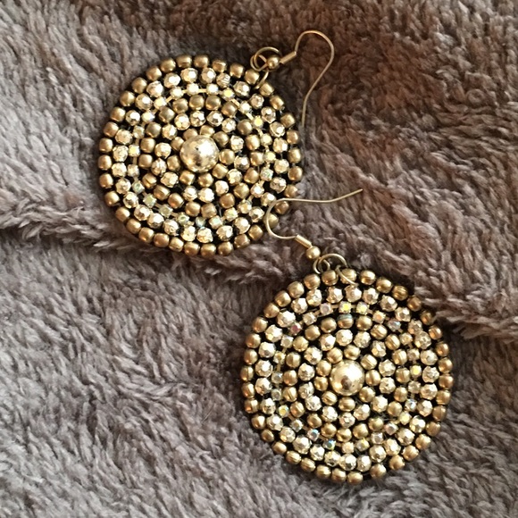 Beaded Gold Earrings