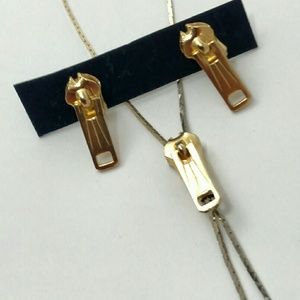 Zipper earring and necklace set