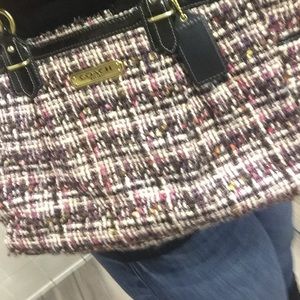 Pink & Black multi colored coach purse