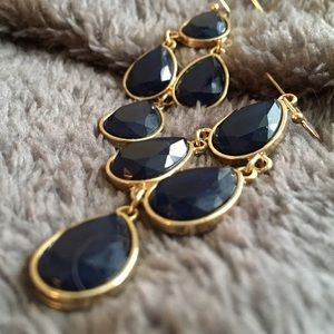 Navy and Gold Teardrop Earrings