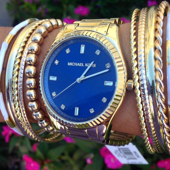 Blue and gold Michael Kors watch