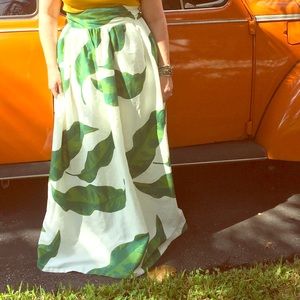 Katie Kime banana leaf maxi skirt size 8