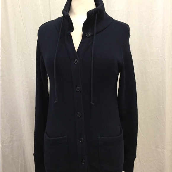 JCrew navy blue funnel neck cardigan