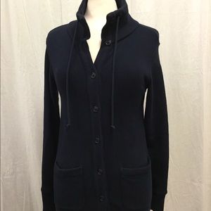 JCrew navy blue funnel neck cardigan