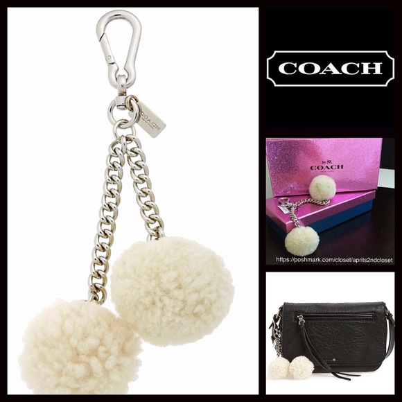 Coach Accessories - COACH Genuine Pom Pom Handbag Shearling Charm
