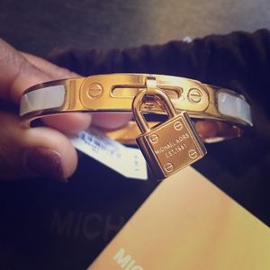 Michael Kors Gold Mother of Pearl Lock Bracelet