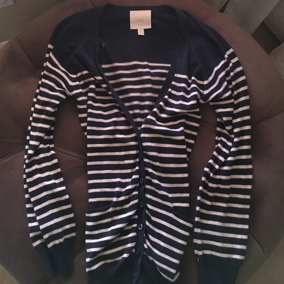 Olive & Oak Navy White Striped Cardigan