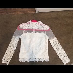 White Crochet, lace long sleeve top