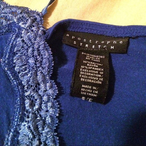 Royal Blue Apostrophe camisole with embroidery - Picture 3 of 3