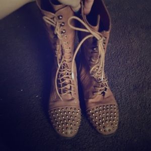 Brown , rhinestone boots