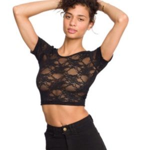 Black lace crop top