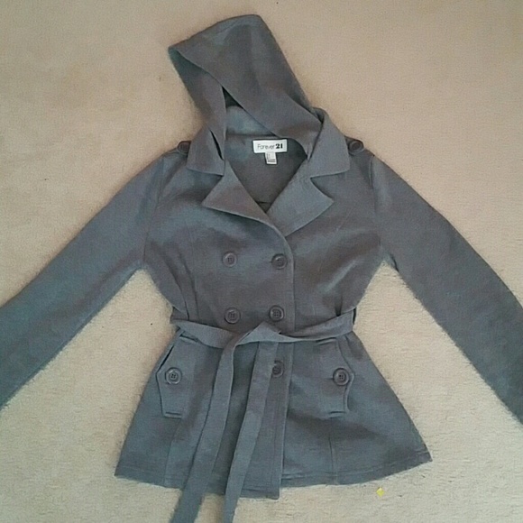 Grey pea coat w/ hood
