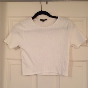 Topshop white ribbed knit crop top