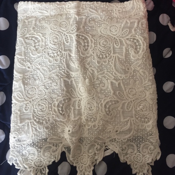 Lace Forever 21 Skirt, medium, white / cream