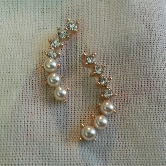 Faux pearl/diamond earrings