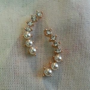 Faux pearl/diamond earrings