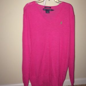 Boyfriend fit hot pink polo sweater