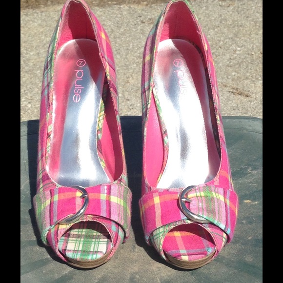 Plaid high heel shoes - Picture 1 of 3