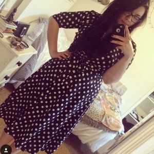Vintage Polka Dot Midi Dress (US Size 12)