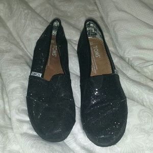 Toms glitter flats.  kids 3.5 or women's 6