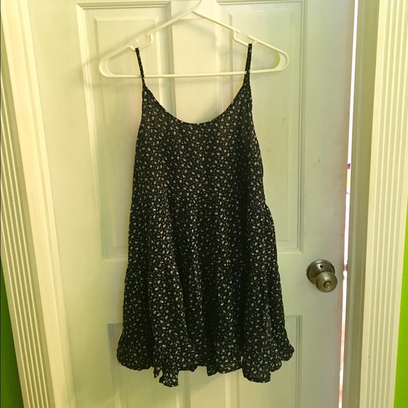 Navy blue floral printed dress