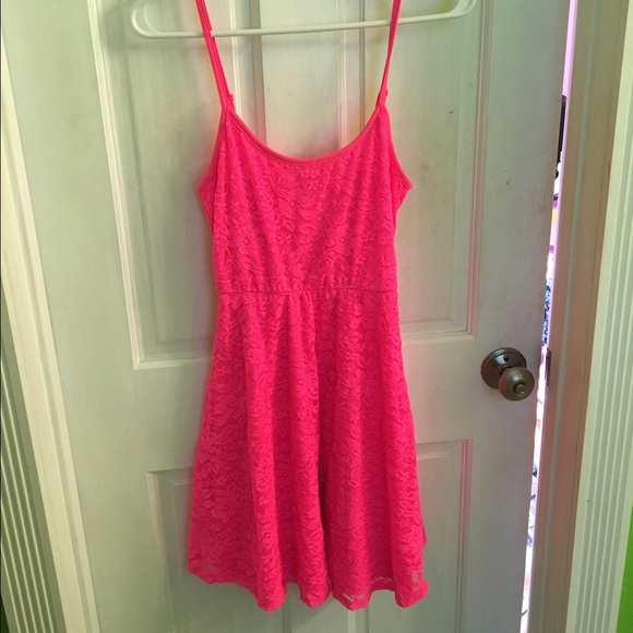 Neon pink floral dress