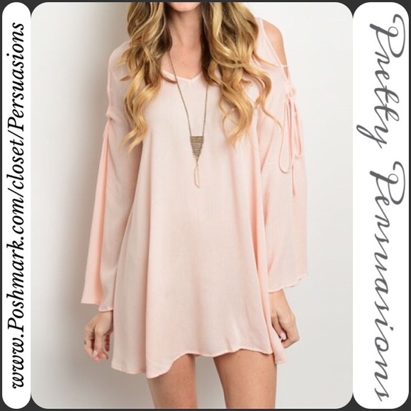 💞LAST ONE💞 Cold Shoulder Bell Sleeve Shirt Dress - Picture 2 of 2