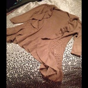Brown ruffle cardigan