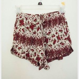 Red and white flower shorts