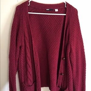 Chunky Knit Red BDGbCardigan (Size L)