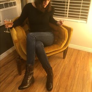 Jillian Lace dark brown leather boots (size 7)