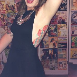 American apparel black fit & flare dress