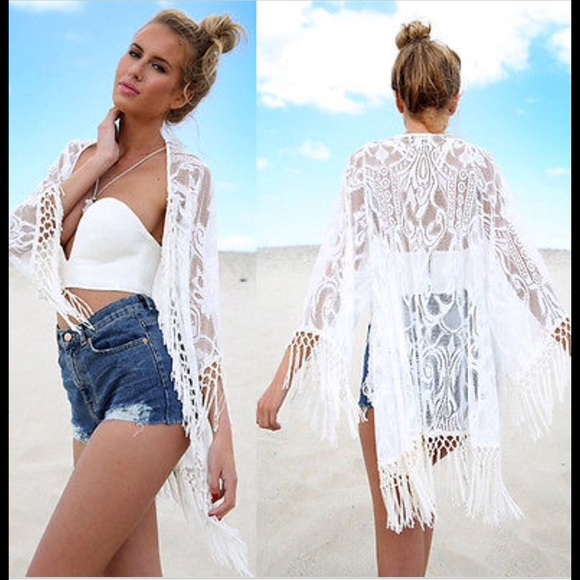 Other - Sexy lace crochet tassel bathing suit Cover Up