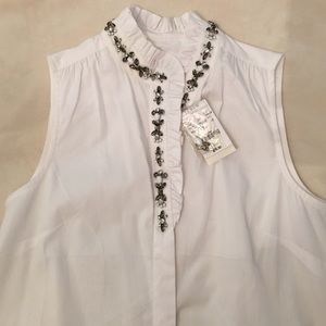 NWT 00 sleeveless JCrew blouse w/ embellishments