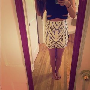 Silver Sequin Mini Skirt