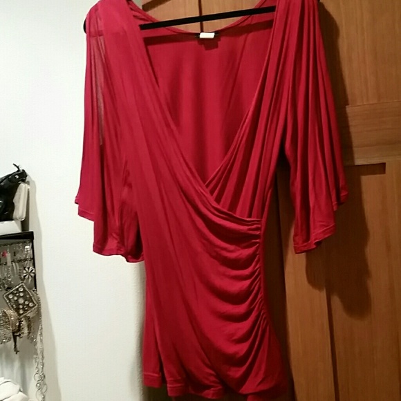 Red Venus faux wrap blouse